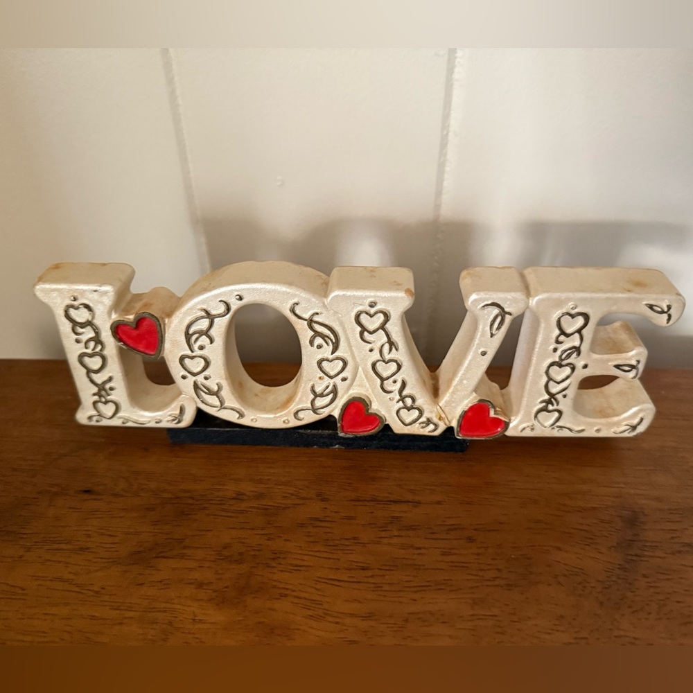 Decorative LOVE Sign with Red Hearts